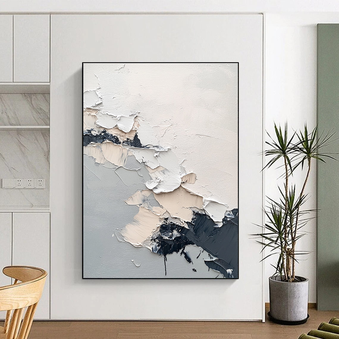 Textured Neutral Abstract Painting for Sophisticated Offices GAB0771
