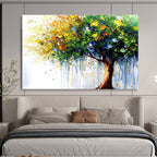 Colorful Tree of Life Abstract Painting with Joyful, Dripping Energy ABS444