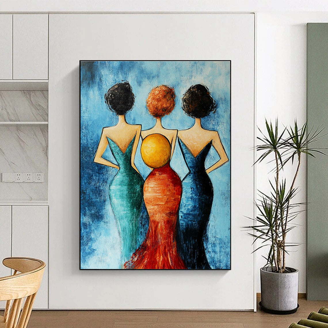 Three Women in Dresses Stylish Abstract Painting for Fashion - Forward Interiors GAB1491