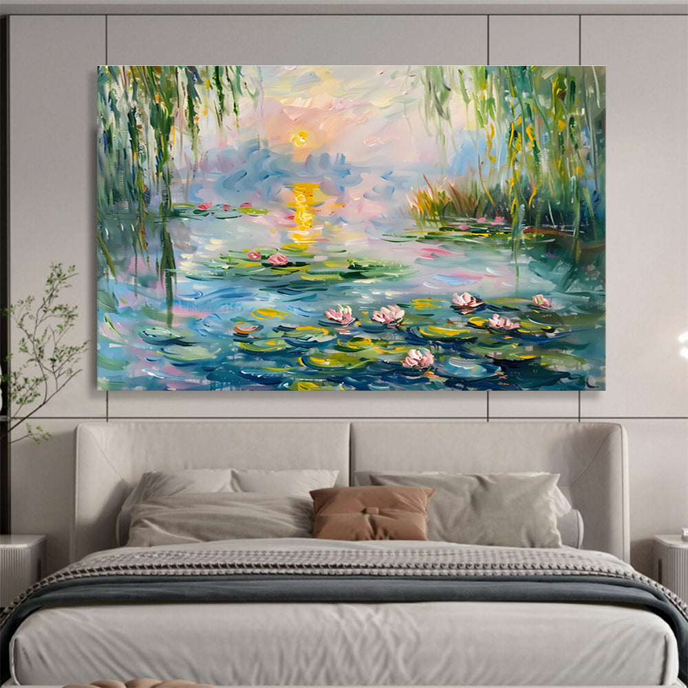 Water Lily Pond Abstract Painting for Spa Retreats YHT194