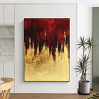 Red Gold Abstract Painting with Regal Drama WINK729