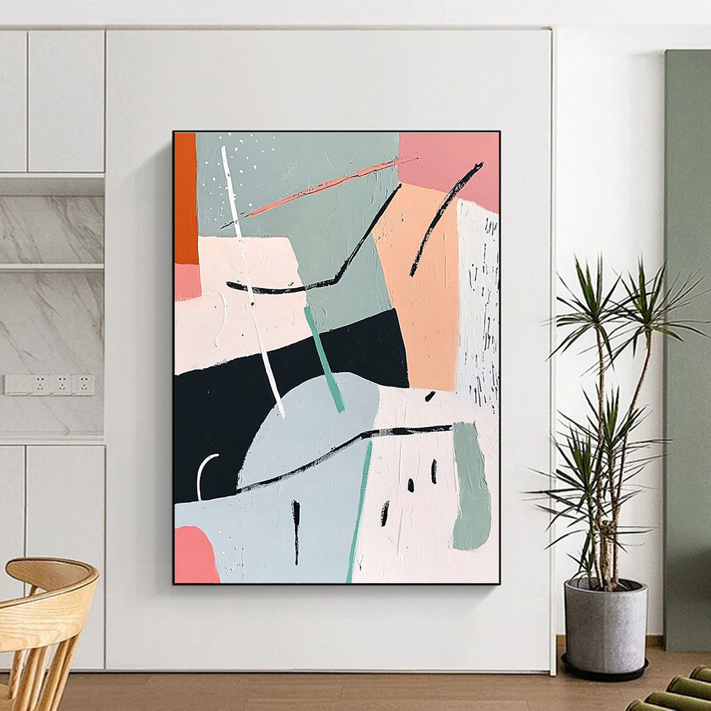 Pastel Geometric Abstract Painting for Scandinavian - Inspired Nurseries GAB1156