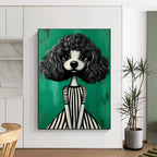 Whimsical Curly - Haired Dog Portrait Abstract Painting GAB0031