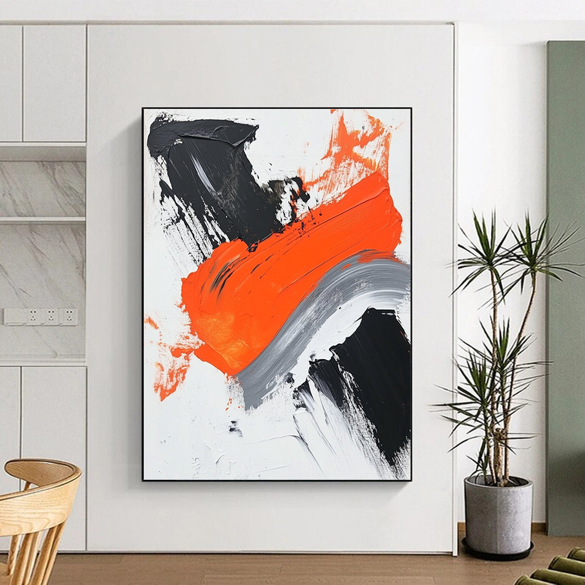 Bold Color Block Abstract Painting with Striking Contrasts WINK494