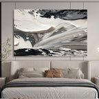 Black and White Abstract Textures Painting for Modern Monochrome Spaces YHT314
