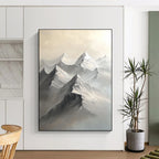 Monochrome Mountain Peaks - Serene Landscape Abstract Art GAB0411