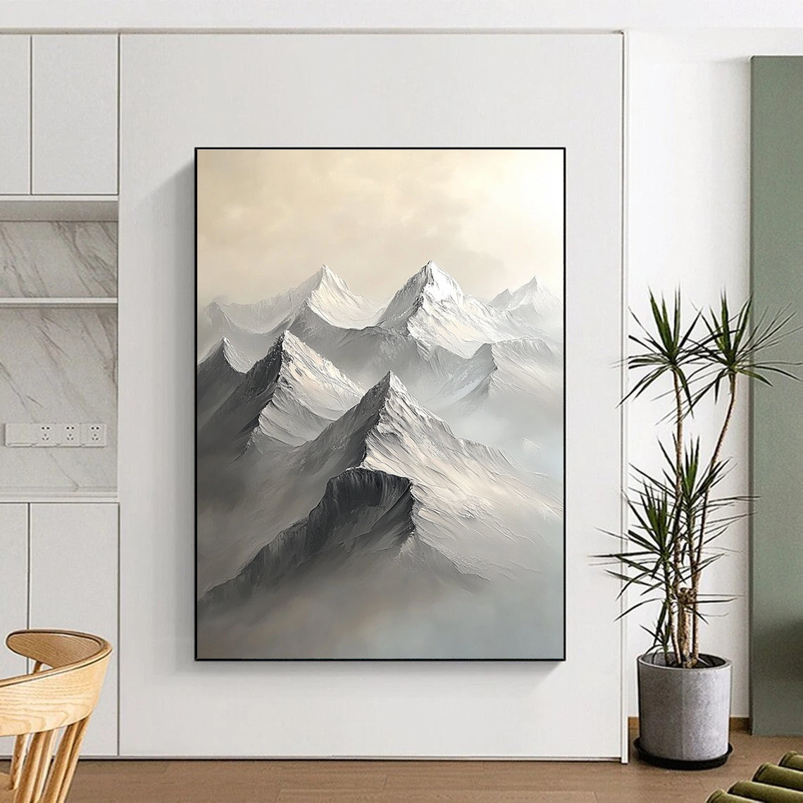 Monochrome Mountain Peaks - Serene Landscape Abstract Art GAB0411