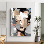 Abstract Portrait with Layered Paints Painting for Contemporary Art Spaces HENG320