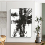 Black and White Dynamic Abstract Painting with Bold Strokes WINK820