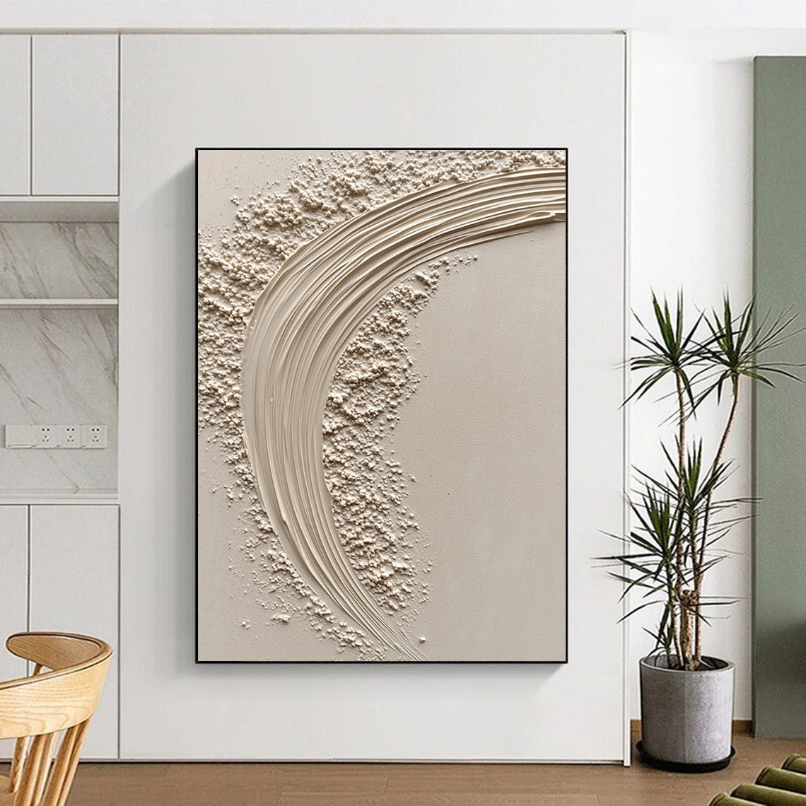Textured Cream Abstract Painting with Gentle Simplicity WINK307