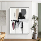 Black Gray White Abstract Painting with Dynamic Strokes WINK666