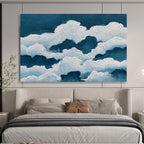 Textured Clouds Abstract Painting for Coastal Home Offices YHT364