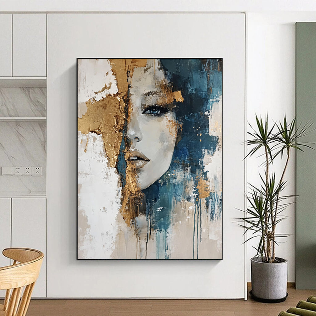 Portrait with Gold Accents Abstract Painting for Glamorous Boudoirs GAB0825