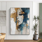 Portrait with Gold Accents Abstract Painting for Glamorous Boudoirs GAB0825