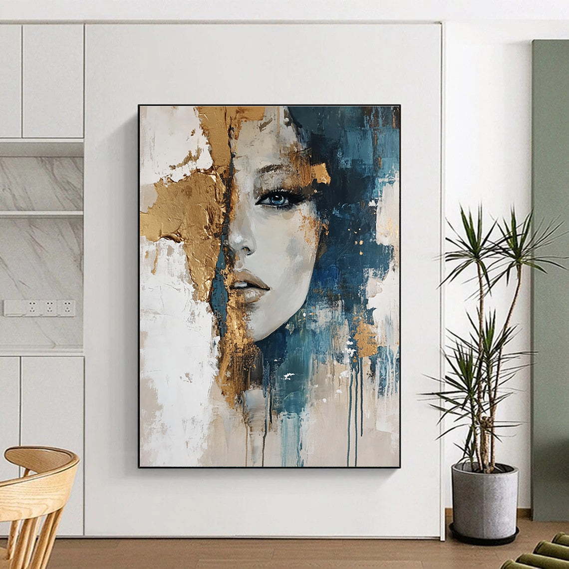 Portrait with Gold Accents Abstract Painting for Glamorous Boudoirs GAB0825