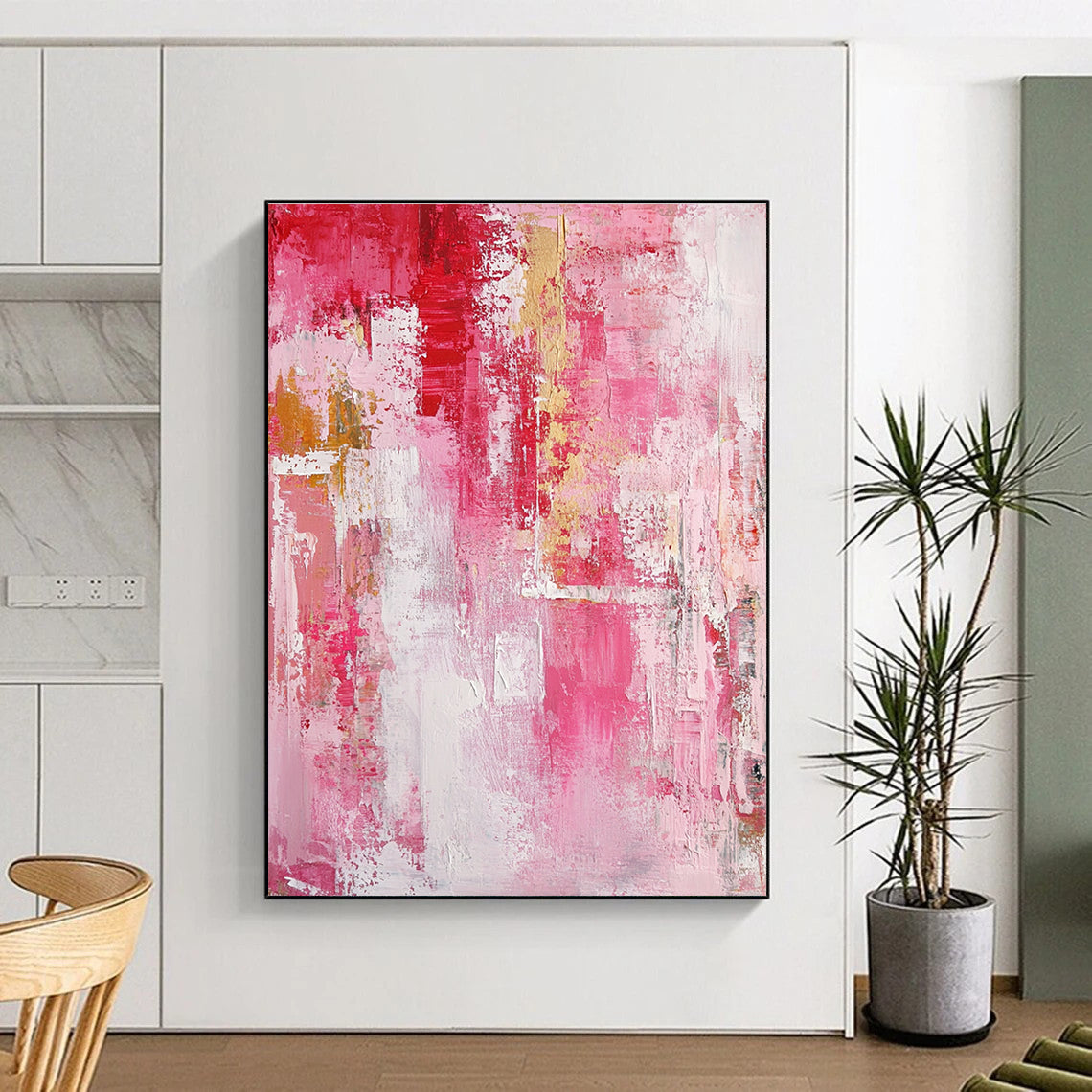 Pink Red Gold Abstract Painting with Feminine Opulence WINK546