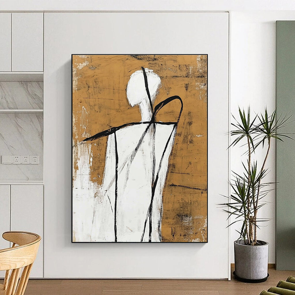 Minimalist Figure Abstract - Introspective Line Art Abstract Painting GAB0486