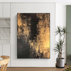 Gold and Black Abstract Painting for Luxury Hotel Lobbies GAB1271