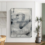 Monochromatic Ink Abstract Painting for Minimalist Art Galleries HENG189