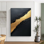 Black Gold Textured Abstract Painting with Luxurious Depth WINK594