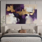 Purple and Gold Abstract with Dripping Accents Abstract Painting ABS371