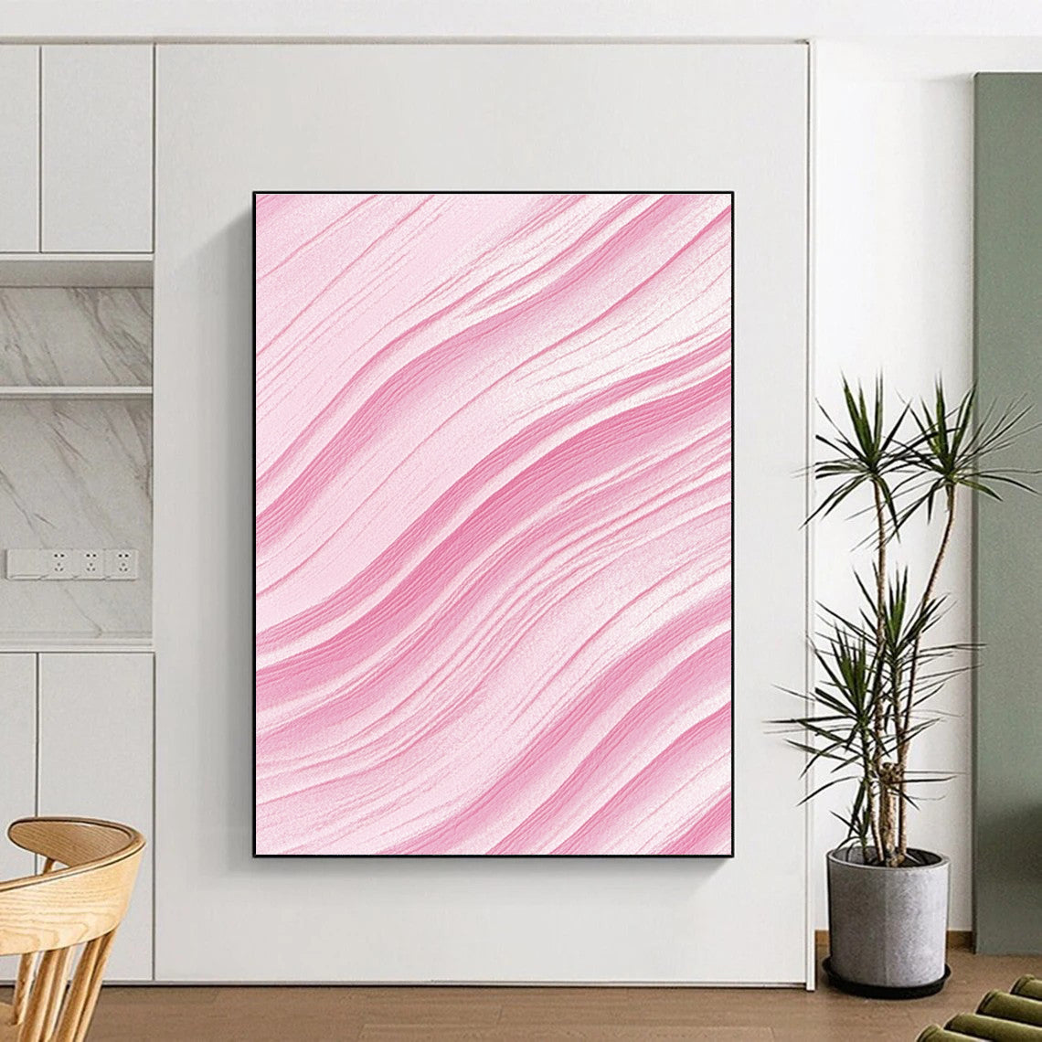 Pink - Wave Abstract Painting with Flowing Lines WINK866