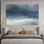 Blue Gradient Seaside Abstract Painting with Subtle Drama ABS614