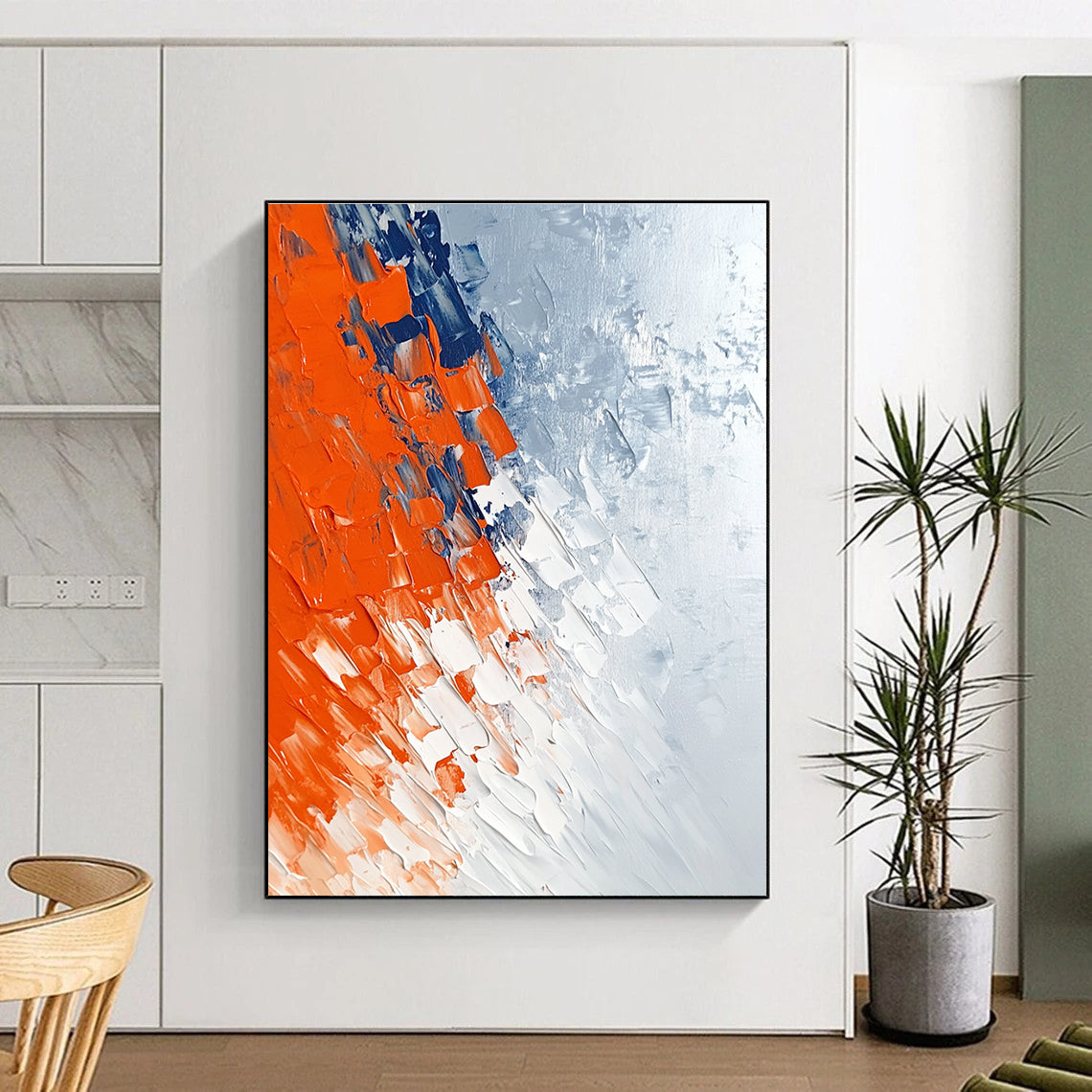 Textured Orange - Blue Abstract Painting with Dynamic Layers WINK495