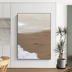 Earth - Toned Curved Line Abstract Painting for Bohemian Bedrooms HENG375
