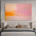 Soft Pink - Orange Abstract Boat Painting with Dreamy, Tranquil Serenity ABS488