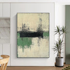 Black Green White Abstract Painting with Textured Simplicity WINK561