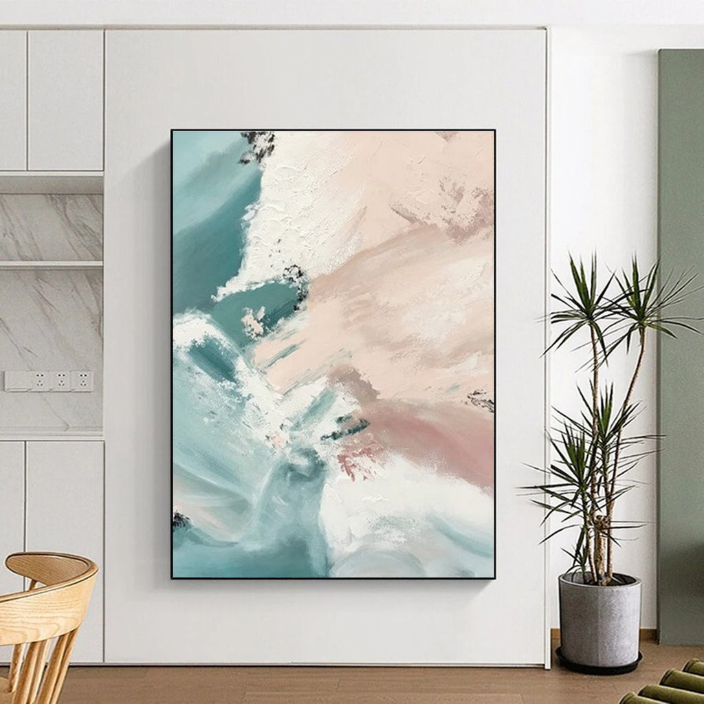 Gentle Pastel Abstract Waves Painting for Relaxing Spaces HENG277