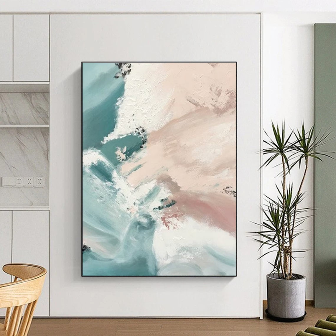 Gentle Pastel Abstract Waves Painting for Relaxing Spaces HENG277