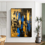 Blue - Gold Abstract City Painting with Urban Sophistication WINK397