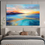 Vivid Sunset Sea Abstract Painting for Romantic Spaces YHT068