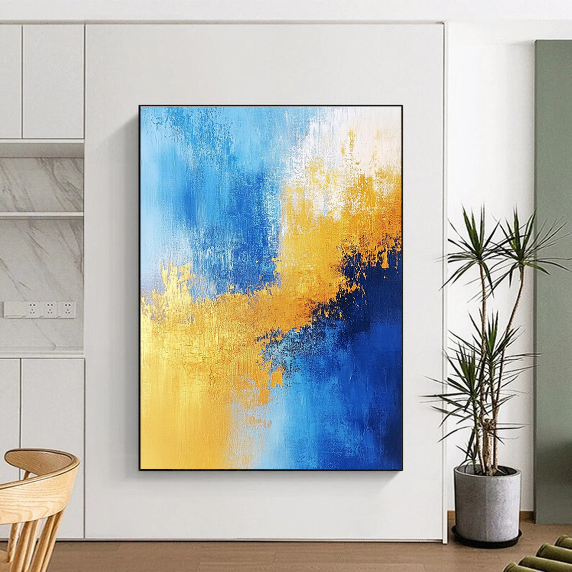Blue - Gold Abstract Fusion Painting with Vibrant Unity WINK379