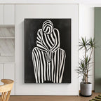 Striped Figure in Contemplation Minimalist Narrative Abstract Painting GAB0264