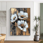 Gold - Accented Floral Abstract Painting for Luxury Dining Rooms GAB1252
