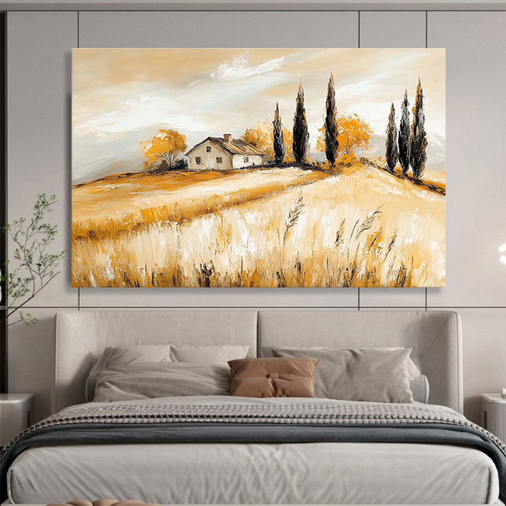 Warm - Toned Tuscan Countryside Abstract Painting ABS134