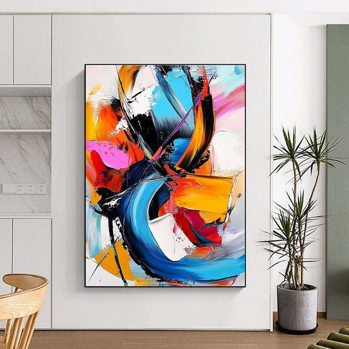 Vibrant Color Fusion Abstract Painting for Creative Coworking Spaces GAB0855