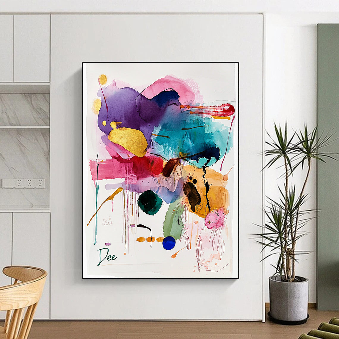 Bold Color Splash Abstract Painting of Energetic Creativity GAB0184