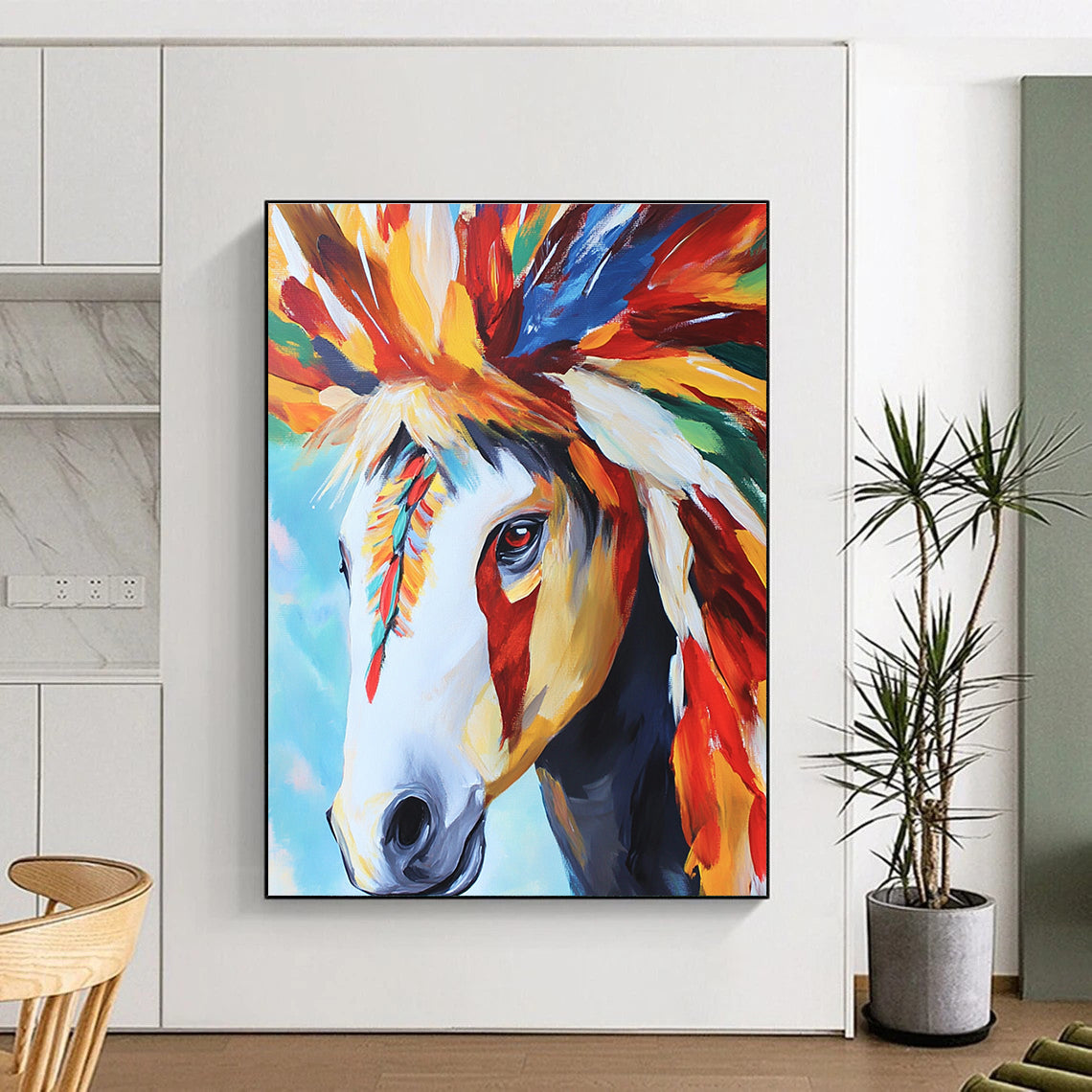 Colorful Horse Portrait Abstract Painting for Bohemian - Style Salons GAB1264