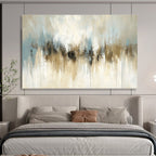 Beige and Blue Drip: Soft Hues in Flowing Forms Abstract Painting ABS171