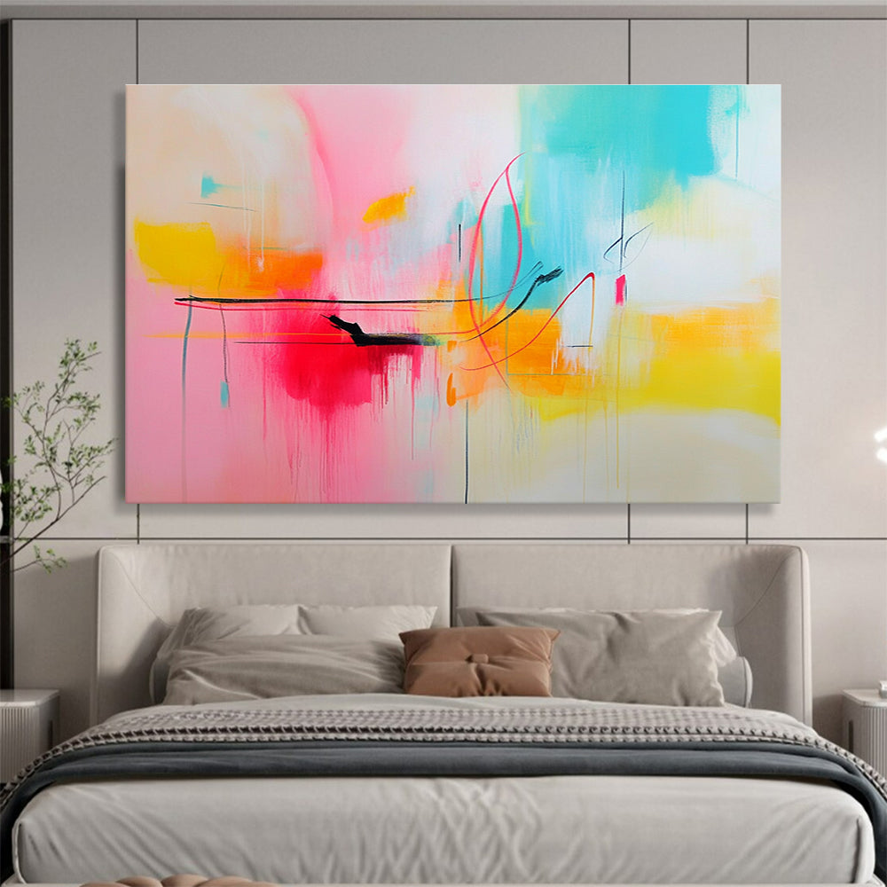 Pastel Colorful Abstract Painting with Delicate Lines ABS304