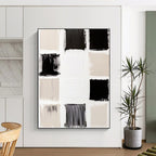 Beige and Black Blocks Abstract Painting with Subtle Contrast WINK112