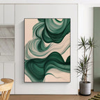 Green Abstract Waves Painting with Nature's Flow WINK423