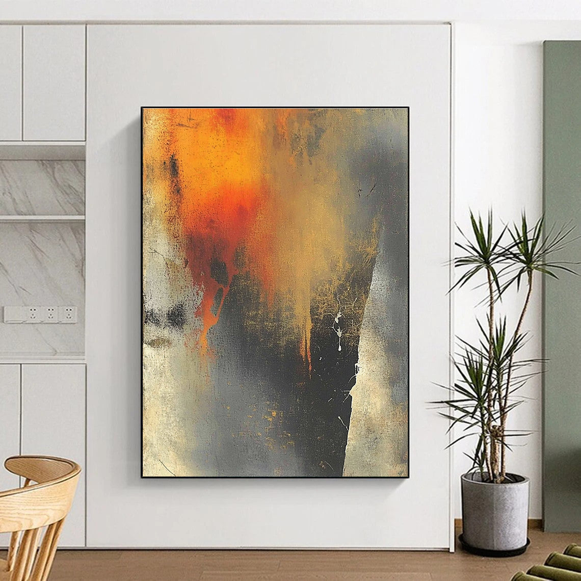 Fiery - Hued Abstract Painting with Intense Passion WINK807
