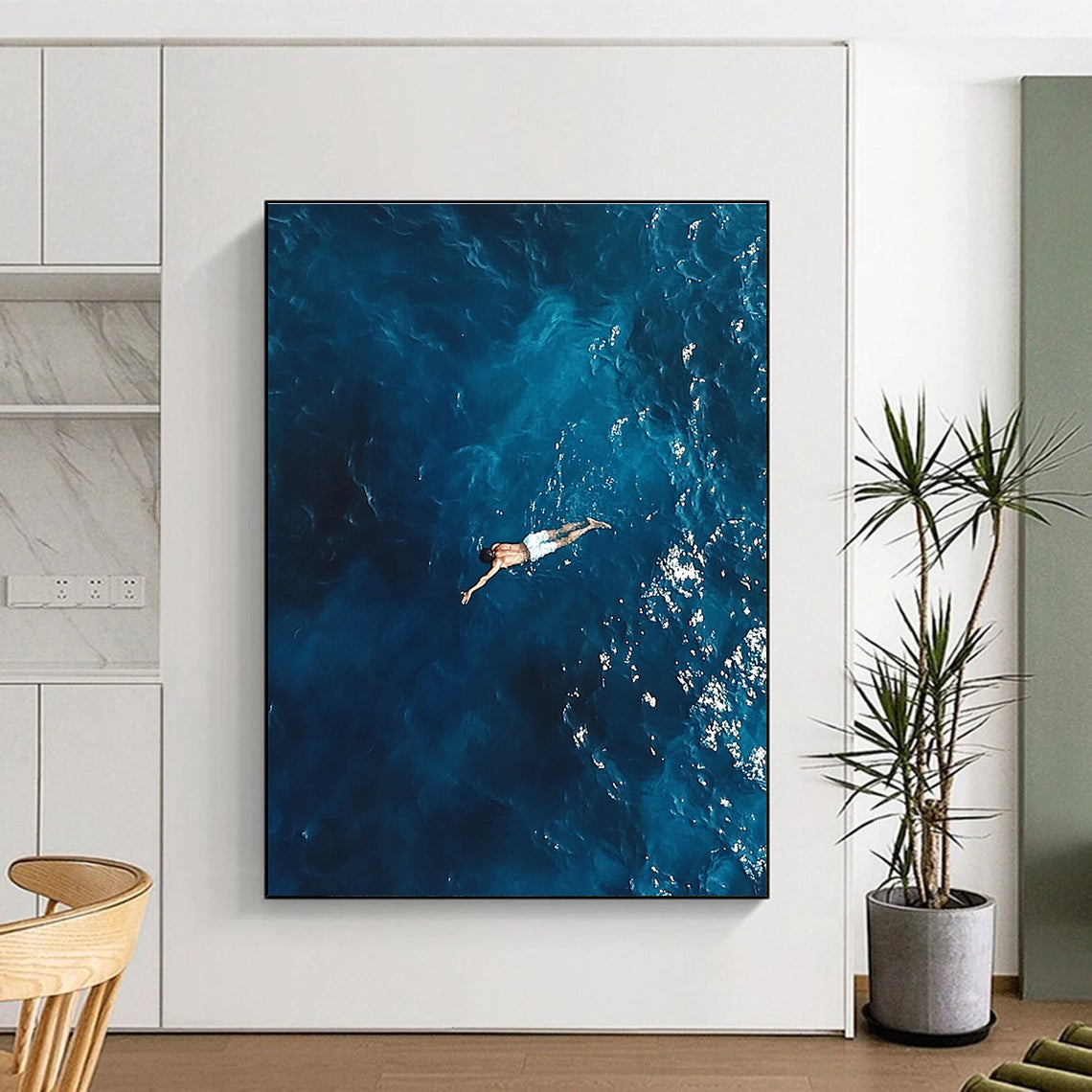 Man Floating in Ocean Abstract Photography of Serene Solitude GAB0195