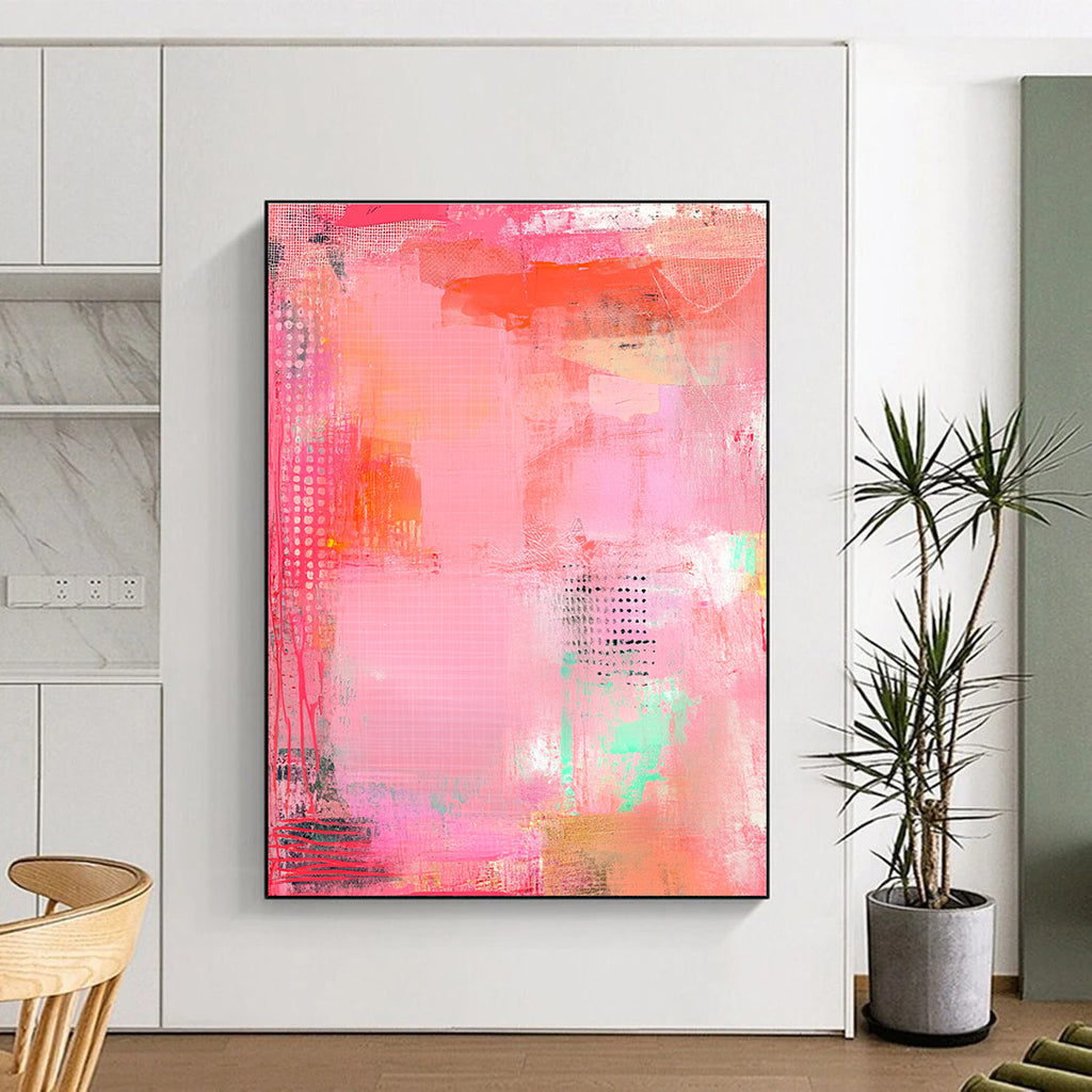 Textured Pink Abstract Painting for Girls’ Fashion Boutiques GAB1247
