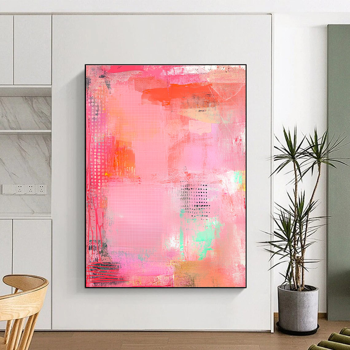 Textured Pink Abstract Painting for Girls’ Fashion Boutiques GAB1247
